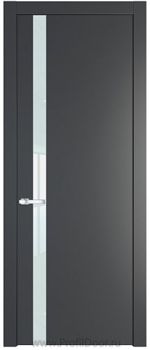 Дверь Profil Doors 18PW цвет Графит (Pantone 425С) стекло Lacobel Белый лак молдинг Серебро