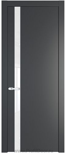 Дверь Profil Doors 18PW цвет Графит (Pantone 425С) стекло Lacobel лак Классик молдинг Серебро