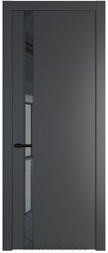 Дверь Profil Doors 18PW цвет Графит (Pantone 425С) стекло Зеркало Grey молдинг Черный матовый