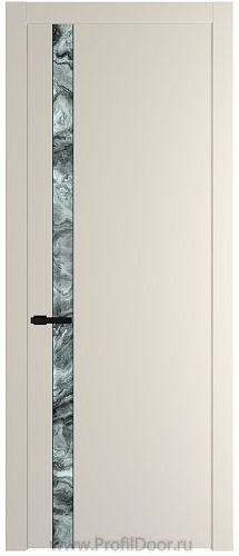 Дверь Profil Doors 18PW цвет Кремовая Магнолия (RAL 120-04) стекло Атриум серебро молдинг Черный матовый