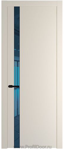 Дверь Profil Doors 18PW цвет Кремовая Магнолия (RAL 120-04) стекло Зеркало Blue молдинг Черный матовый