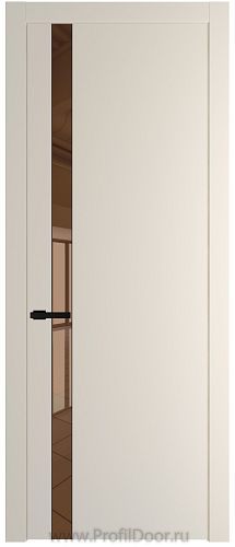 Дверь Profil Doors 18PW цвет Кремовая Магнолия (RAL 120-04) стекло Зеркало Bronza молдинг Черный матовый