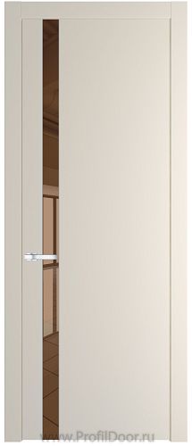 Дверь Profil Doors 18PW цвет Кремовая Магнолия (RAL 120-04) стекло Зеркало Bronza молдинг Серебро