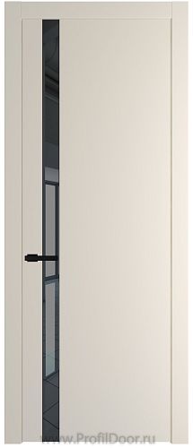 Дверь Profil Doors 18PW цвет Кремовая Магнолия (RAL 120-04) стекло Зеркало Grey молдинг Черный матовый