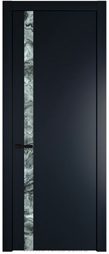 Дверь Profil Doors 18PW цвет Нэви Блу (RAL 7016) стекло Атриум серебро молдинг Черный матовый