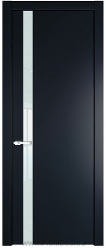 Дверь Profil Doors 18PW цвет Нэви Блу (RAL 7016) стекло Lacobel Белый лак молдинг Серебро