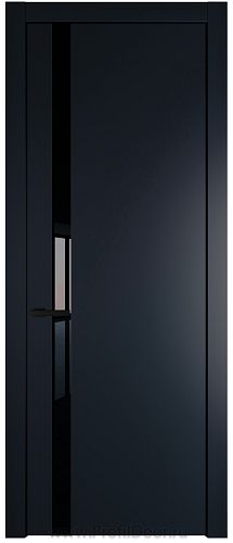 Дверь Profil Doors 18PW цвет Нэви Блу (RAL 7016) стекло Lacobel Черный лак молдинг Черный матовый