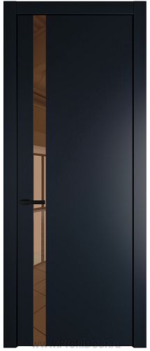 Дверь Profil Doors 18PW цвет Нэви Блу (RAL 7016) стекло Зеркало Bronza молдинг Черный матовый