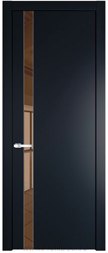 Дверь Profil Doors 18PW цвет Нэви Блу (RAL 7016) стекло Зеркало Bronza молдинг Серебро