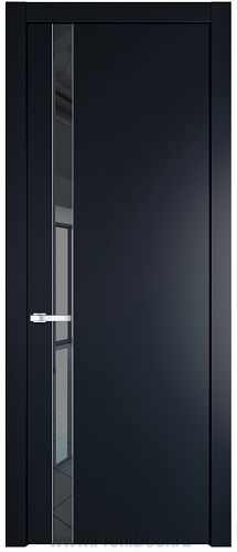 Дверь Profil Doors 18PW цвет Нэви Блу (RAL 7016) стекло Зеркало Grey молдинг Серебро