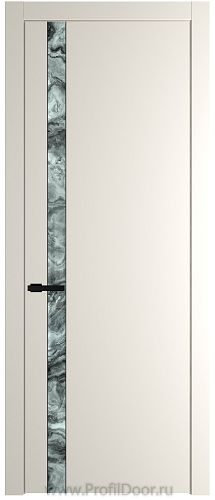 Дверь Profil Doors 18PW цвет Перламутр белый стекло Атриум серебро молдинг Черный матовый