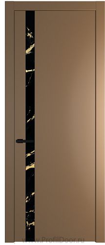 Дверь Profil Doors 18PW цвет Перламутр золото стекло Нефи черный узор золото молдинг Черный матовый