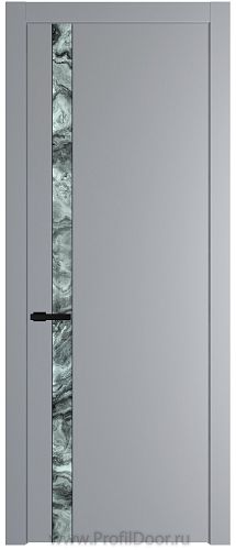Дверь Profil Doors 18PW цвет Смоки (RAL 870-02) стекло Атриум серебро молдинг Черный матовый