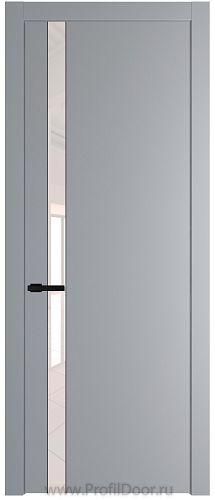 Дверь Profil Doors 18PW цвет Смоки (RAL 870-02) стекло Lacobel Перламутровый лак молдинг Черный матовый