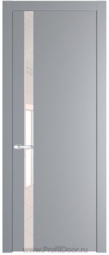 Дверь Profil Doors 18PW цвет Смоки (RAL 870-02) стекло Lacobel Перламутровый лак молдинг Серебро