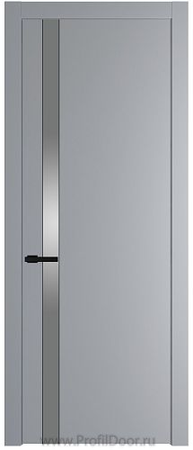 Дверь Profil Doors 18PW цвет Смоки (RAL 870-02) стекло Lacobel Серебро Матлак молдинг Черный матовый