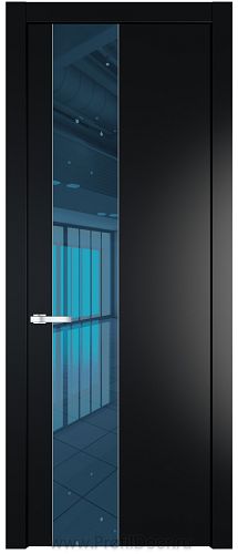 Дверь Profil Doors 19PW цвет Блэк стекло Зеркало Blue молдинг Серебро