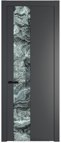 Дверь Profil Doors 19PW цвет Графит (Pantone 425С) стекло Атриум серебро молдинг Черный матовый