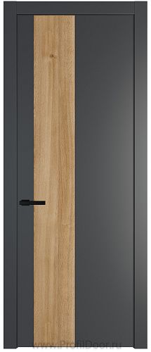 Дверь Profil Doors 19PW цвет Графит (Pantone 425С) вставка Дуб Карамель молдинг Черный матовый