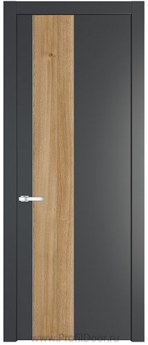 Дверь Profil Doors 19PW цвет Графит (Pantone 425С) вставка Дуб Карамель молдинг Серебро