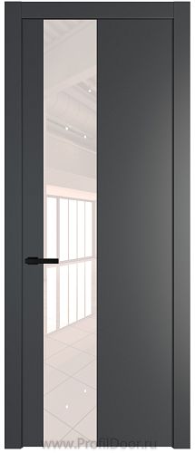 Дверь Profil Doors 19PW цвет Графит (Pantone 425С) стекло Lacobel Перламутровый лак молдинг Черный матовый