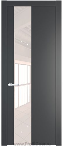 Дверь Profil Doors 19PW цвет Графит (Pantone 425С) стекло Lacobel Перламутровый лак молдинг Серебро