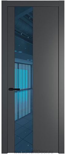 Дверь Profil Doors 19PW цвет Графит (Pantone 425С) стекло Зеркало Blue молдинг Черный матовый