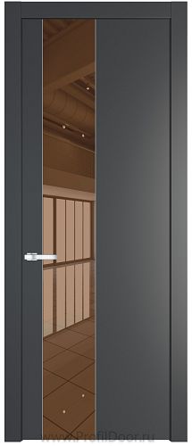 Дверь Profil Doors 19PW цвет Графит (Pantone 425С) стекло Зеркало Bronza молдинг Серебро