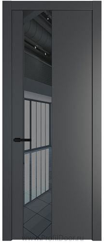 Дверь Profil Doors 19PW цвет Графит (Pantone 425С) стекло Зеркало Grey молдинг Черный матовый