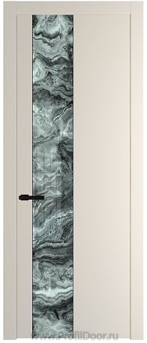 Дверь Profil Doors 19PW цвет Кремовая Магнолия (RAL 120-04) стекло Атриум серебро молдинг Черный матовый