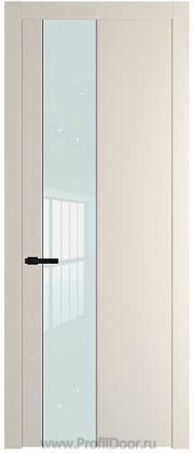 Дверь Profil Doors 19PW цвет Кремовая Магнолия (RAL 120-04) стекло Lacobel Белый лак молдинг Черный матовый