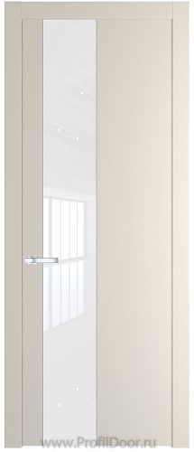 Дверь Profil Doors 19PW цвет Кремовая Магнолия (RAL 120-04) стекло Lacobel лак Классик молдинг Серебро