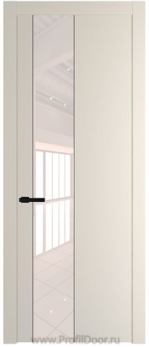 Дверь Profil Doors 19PW цвет Кремовая Магнолия (RAL 120-04) стекло Lacobel Перламутровый лак молдинг Черный матовый