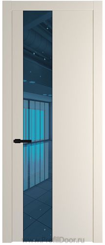 Дверь Profil Doors 19PW цвет Кремовая Магнолия (RAL 120-04) стекло Зеркало Blue молдинг Черный матовый