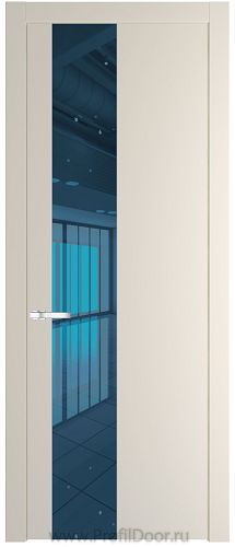 Дверь Profil Doors 19PW цвет Кремовая Магнолия (RAL 120-04) стекло Зеркало Blue молдинг Серебро