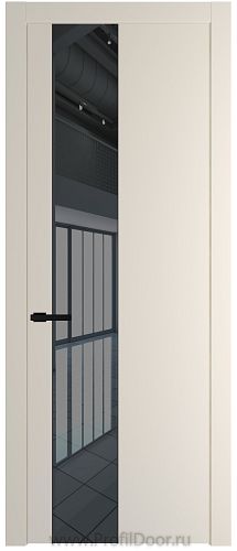 Дверь Profil Doors 19PW цвет Кремовая Магнолия (RAL 120-04) стекло Зеркало Grey молдинг Черный матовый