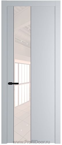 Дверь Profil Doors 19PW цвет Лайт Грей (RAL 870-01) стекло Lacobel Перламутровый лак молдинг Черный матовый