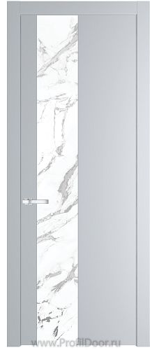 Дверь Profil Doors 19PW цвет Лайт Грей (RAL 870-01) стекло Нефи белый узор серебро молдинг Серебро