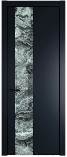 Дверь Profil Doors 19PW цвет Нэви Блу (RAL 7016) стекло Атриум серебро молдинг Черный матовый