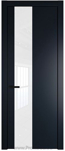 Дверь Profil Doors 19PW цвет Нэви Блу (RAL 7016) стекло Lacobel лак Классик молдинг Черный матовый