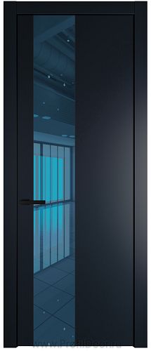 Дверь Profil Doors 19PW цвет Нэви Блу (RAL 7016) стекло Зеркало Blue молдинг Черный матовый