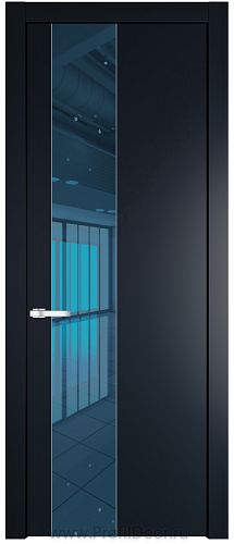 Дверь Profil Doors 19PW цвет Нэви Блу (RAL 7016) стекло Зеркало Blue молдинг Серебро