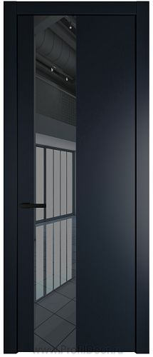 Дверь Profil Doors 19PW цвет Нэви Блу (RAL 7016) стекло Зеркало Grey молдинг Черный матовый