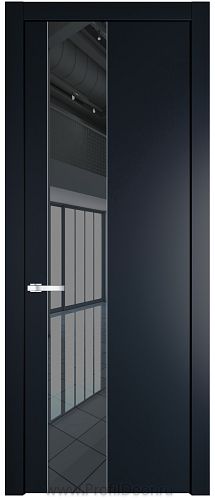 Дверь Profil Doors 19PW цвет Нэви Блу (RAL 7016) стекло Зеркало Grey молдинг Серебро