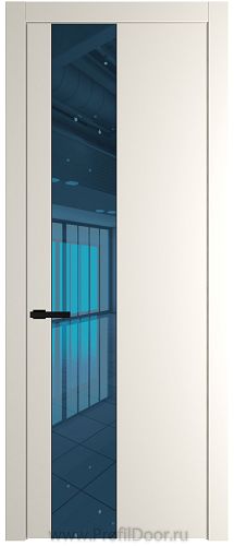 Дверь Profil Doors 19PW цвет Перламутр белый стекло Зеркало Blue молдинг Черный матовый