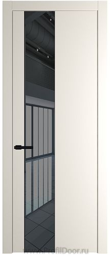 Дверь Profil Doors 19PW цвет Перламутр белый стекло Зеркало Grey молдинг Черный матовый