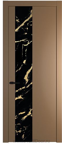 Дверь Profil Doors 19PW цвет Перламутр золото стекло Нефи черный узор золото молдинг Черный матовый