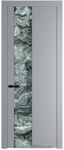 Дверь Profil Doors 19PW цвет Смоки (RAL 870-02) стекло Атриум серебро молдинг Черный матовый