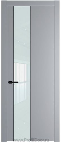 Дверь Profil Doors 19PW цвет Смоки (RAL 870-02) стекло Lacobel Белый лак молдинг Черный матовый