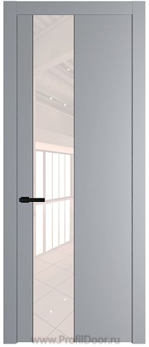 Дверь Profil Doors 19PW цвет Смоки (RAL 870-02) стекло Lacobel Перламутровый лак молдинг Черный матовый